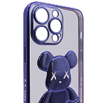 Чехол для iPhone 14 Pro прозрачный с 3D мишкой Фиолетовый 250_100_132072