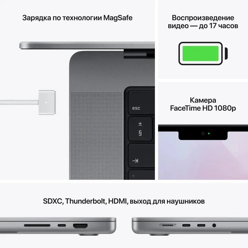 Ноутбук Apple MacBook Pro 14" M1 16GB 1TB SSD Space Gray (MKGQ3)