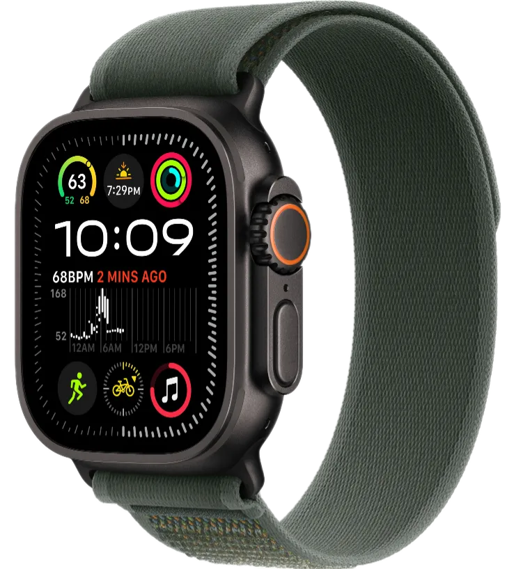 Apple Watch Ultra 2 49mm Black Titanium Case GPS Cellular Trail Loop Green M L GIX.RU