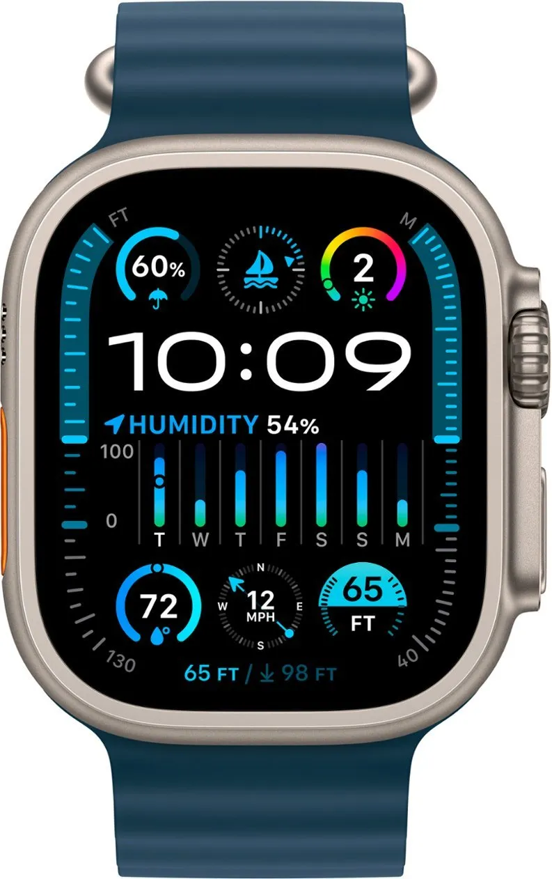 Часы Apple watch Ultra 2 49mm Titanium Case GPS+Cellular Ocean Band Blue